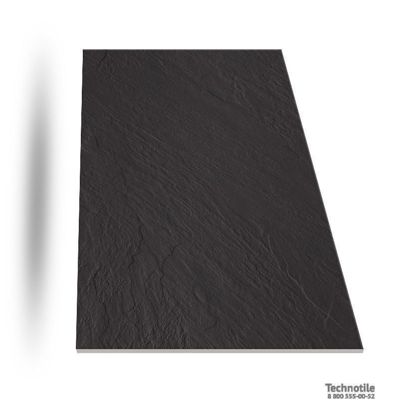 Плитка керамогранит Моноколор UF019 Насыщенно-черный рельеф