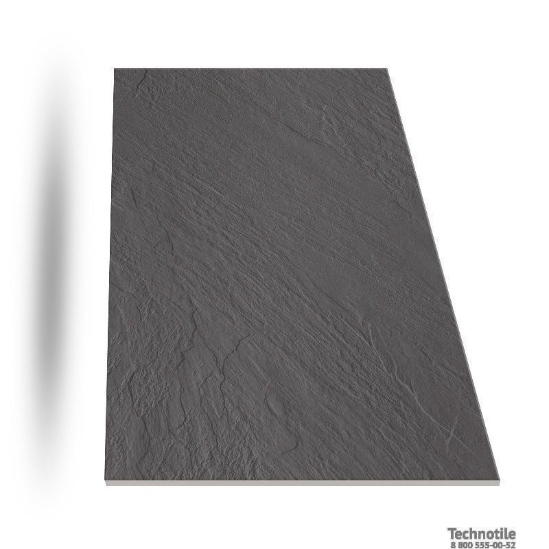 Плитка керамогранит Моноколор UF013 Черный рельеф