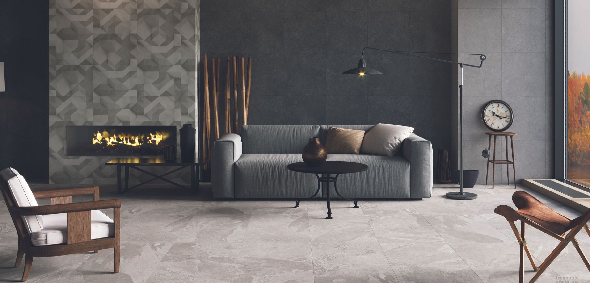 Плитка керамогранит Luna LN02 Серый матовый