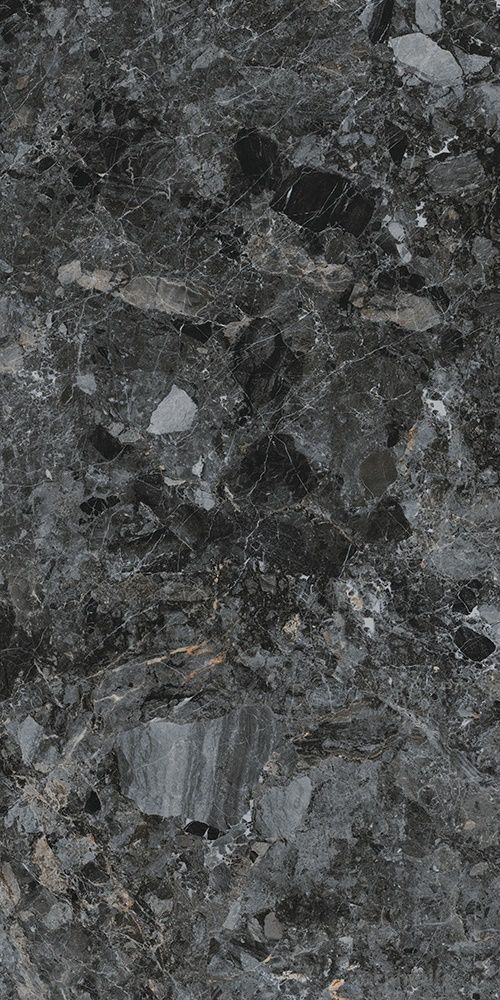 Плитка керамогранит MarbleSystem Бреча Черный лаппатированный